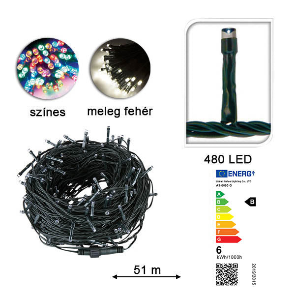 Ghirlanda luminoasa cu LED in diferite marimi si culori-480 LED-uri-alb cald-1