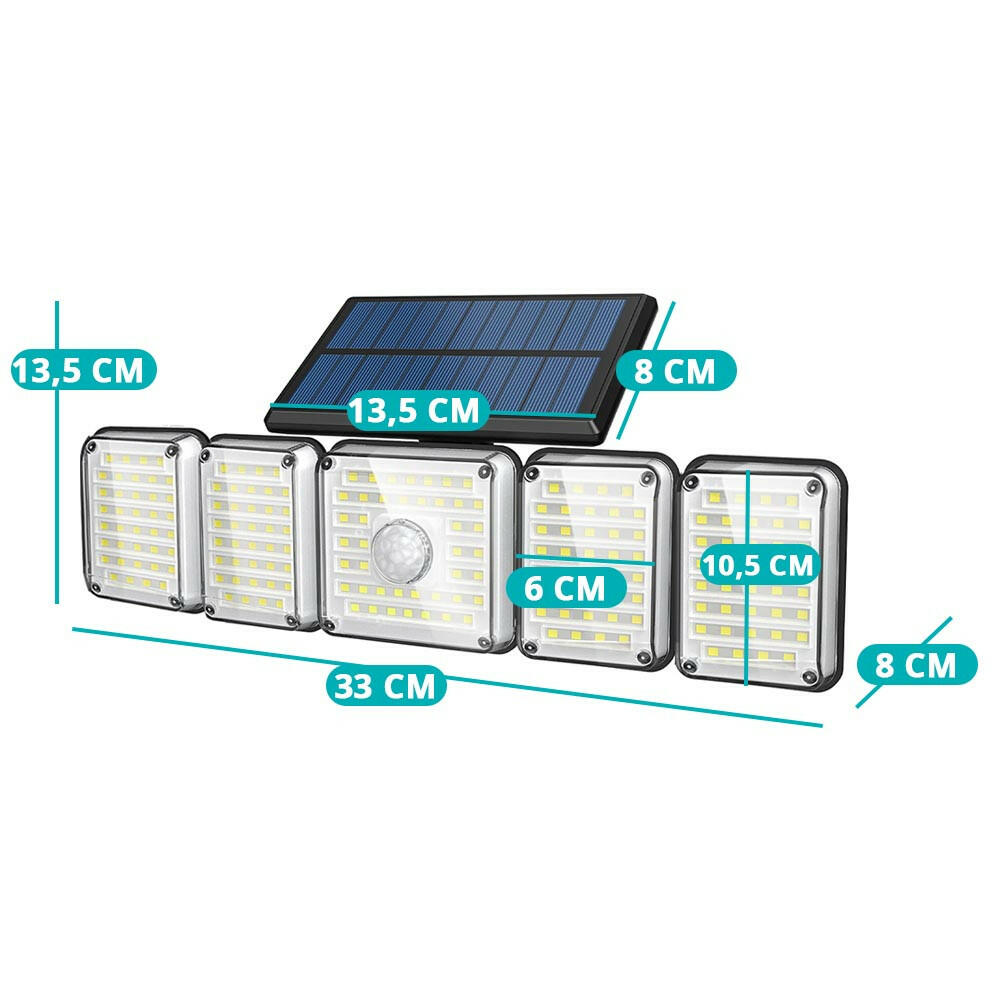 Lampa solara rotativa cu 5 panouri, 300 LED-5