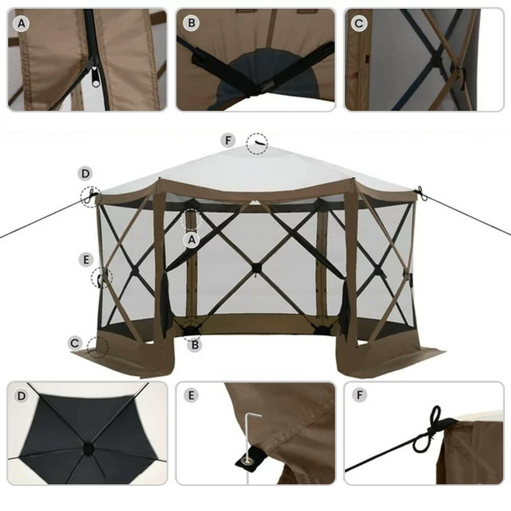Cort camping impermeabil pentru 8 persoane, cu depozitare si plasa de tantari-3