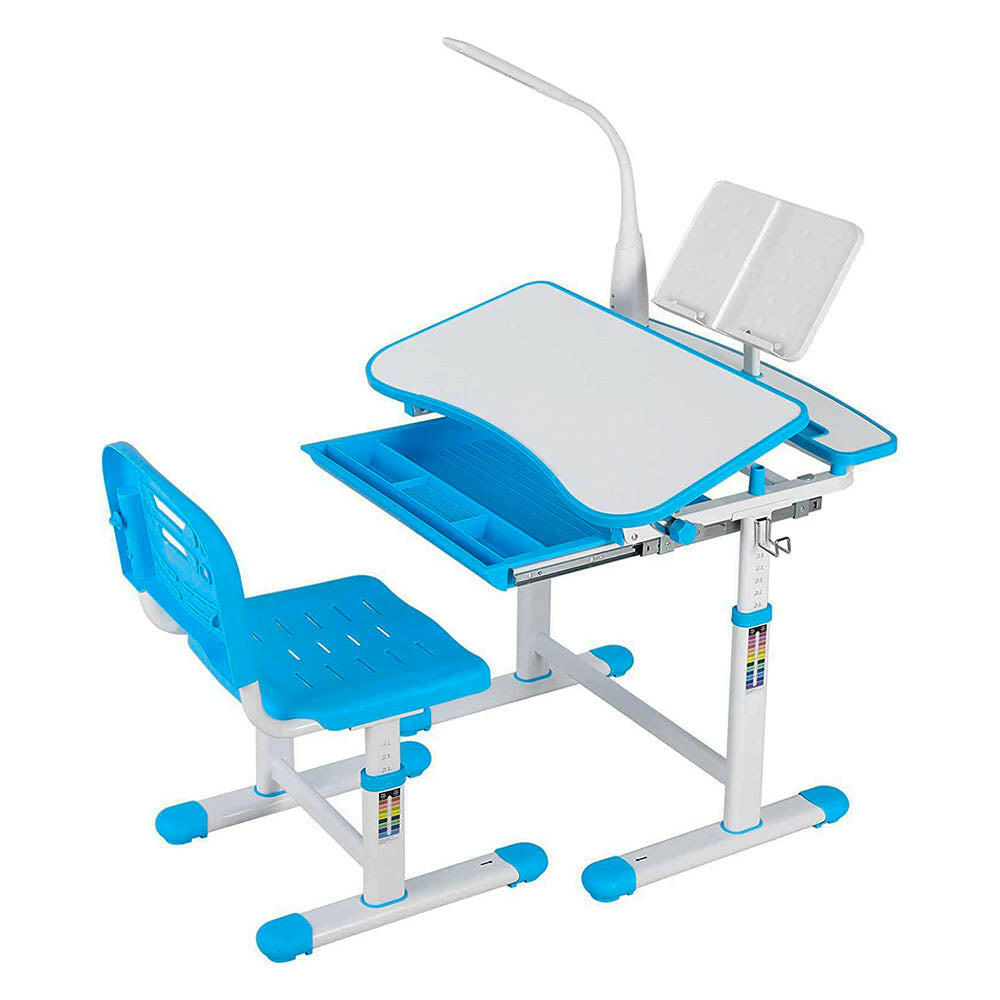 Birou multifunctional copii, inaltime reglabila, albastru-0
