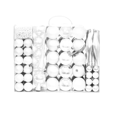 Set ornamente de brad, 112 piese, in mai multe culori-alb-0