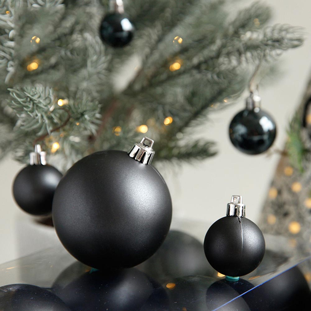 Set ornamente de brad, 112 piese, negru-1
