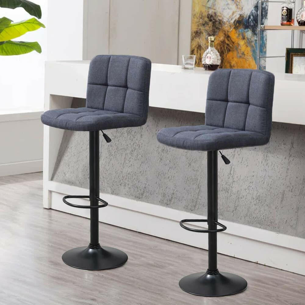 Scaune de bar tapitate 2 buc, gri inchis-4