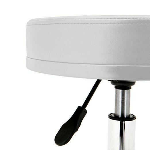 Scaun de cosmetica cu roti, inaltime reglabila-alb-1