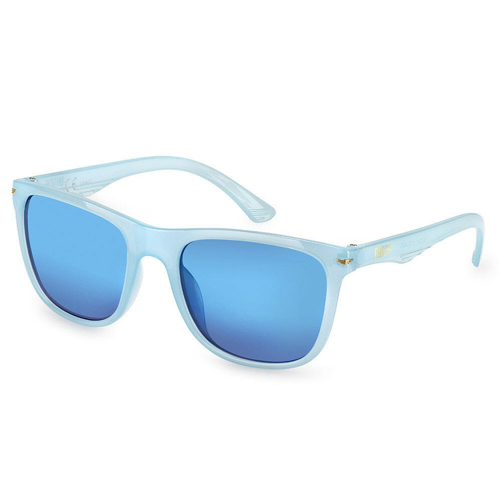 Unisex sunglasses with translucent plastic frame. Colored mirrored lenses with UV400 protection - Light blue color. Dimensions: 14.5 x 5 x 14 cm-0