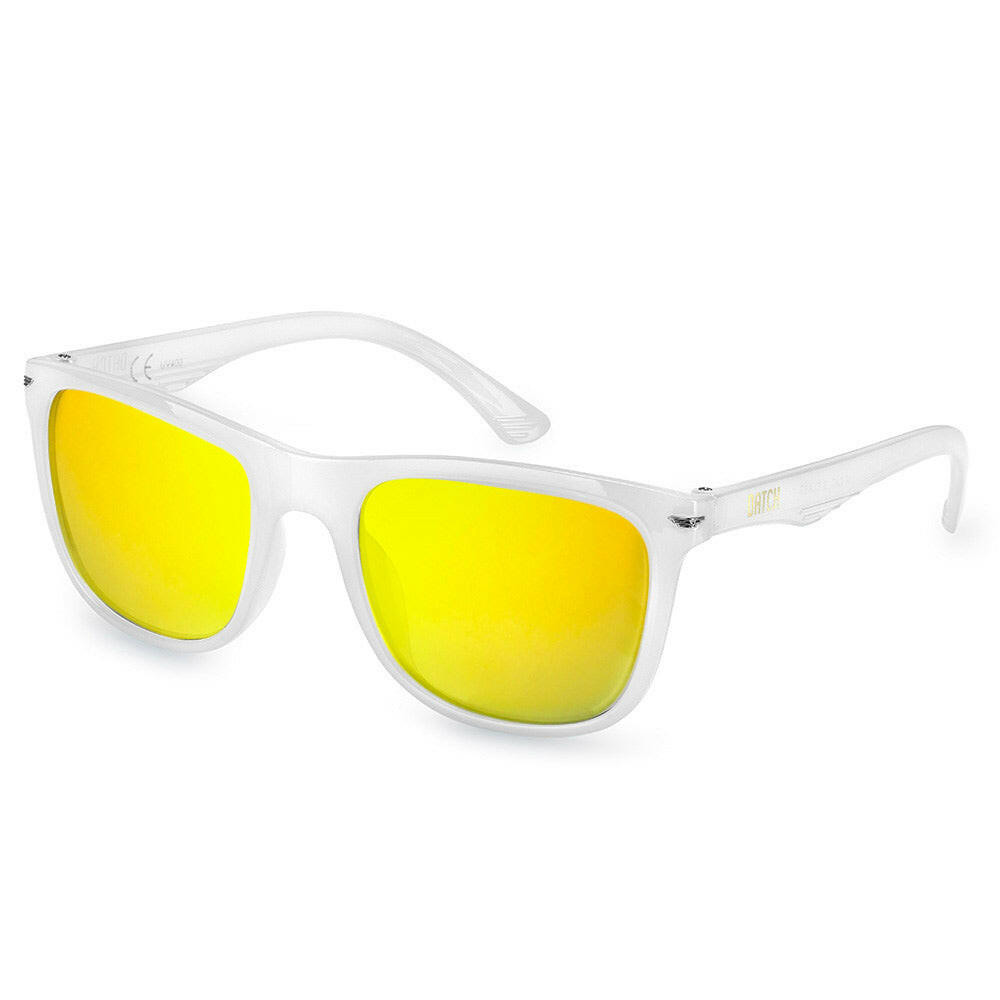 Unisex sunglasses with translucent plastic frame. Colored mirrored lenses with UV400 protection - White colour. Dimensions: 14.5 x 5 x 14 cm-0