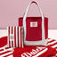 Mini Cotton Bag with double handle - White/Red color - Dimensions: 30 x 23 x 10 cm-1