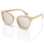 Women's sunglasses with polyamide frame. Mirrored lenses with UV400 protection - Beige color with gold chrome. Dimensions: 15 x 5.5 x 15 cm-0