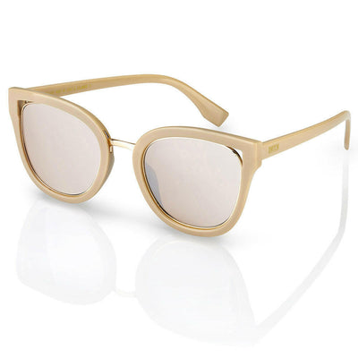 Women's sunglasses with polyamide frame. Mirrored lenses with UV400 protection - Beige color with gold chrome. Dimensions: 15 x 5.5 x 15 cm-0