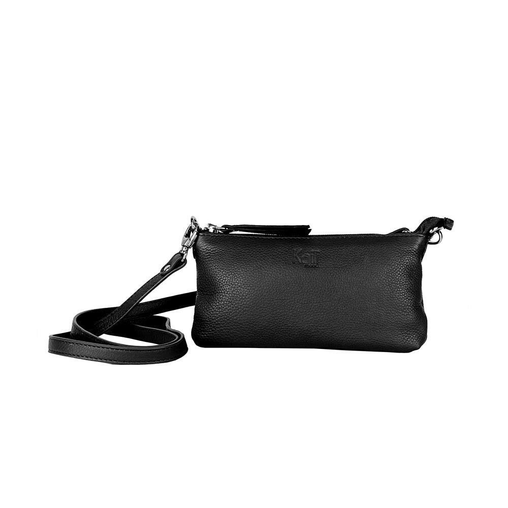 K0013AB | Woman Shoulder Bag - Genuine Leather Col. Black-0