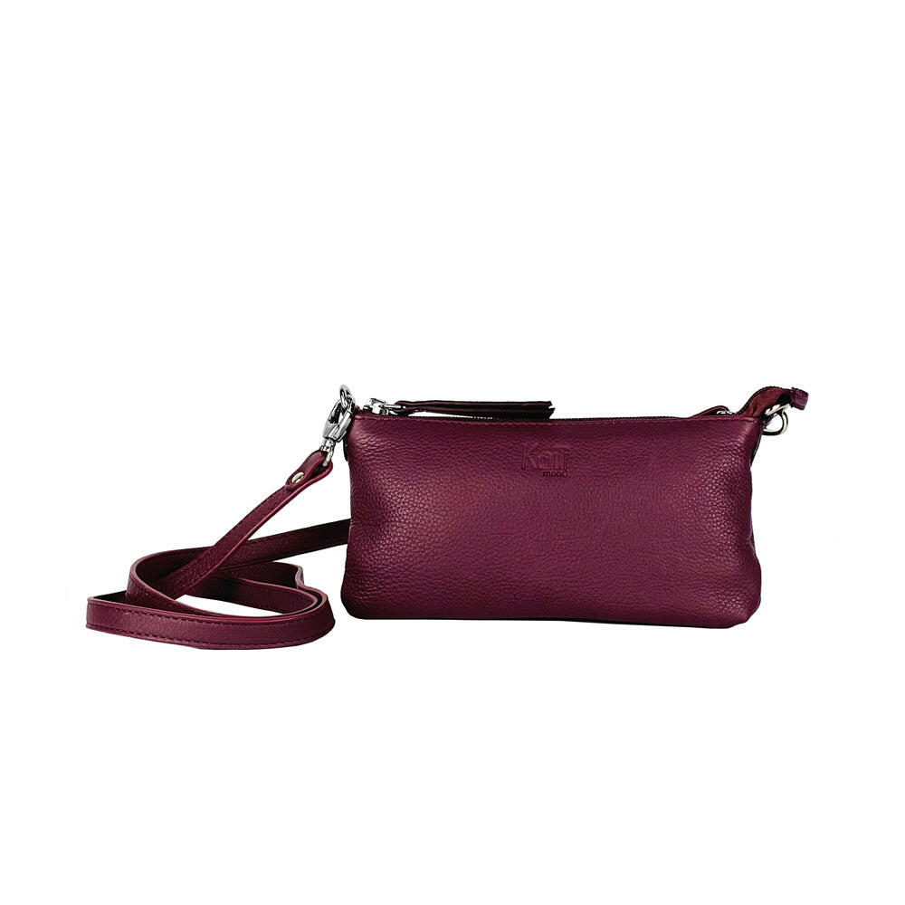 K0013NB | Woman Shoulder Bag - Genuine Leather Col. Malva-0