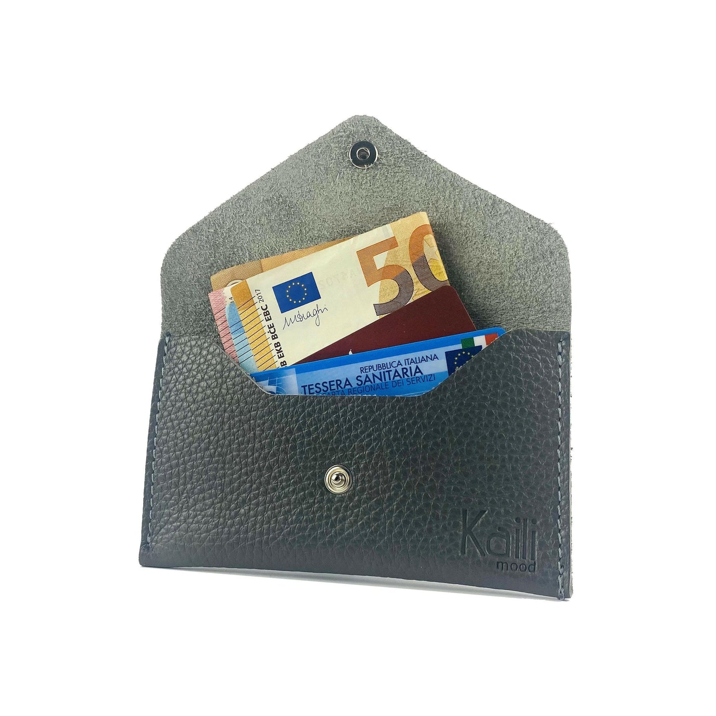 K0040FB | Pouch in Genuine Leather Made in Italy Col. Gray-0