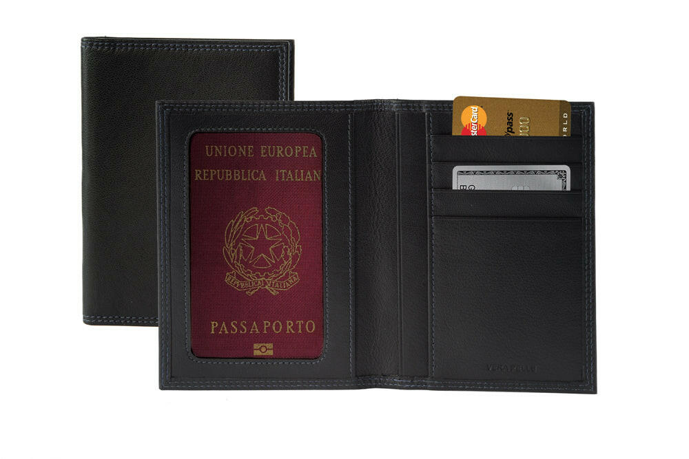 K10122AB | Documents/Passport Holder - Genuine Leather Col. Black-1