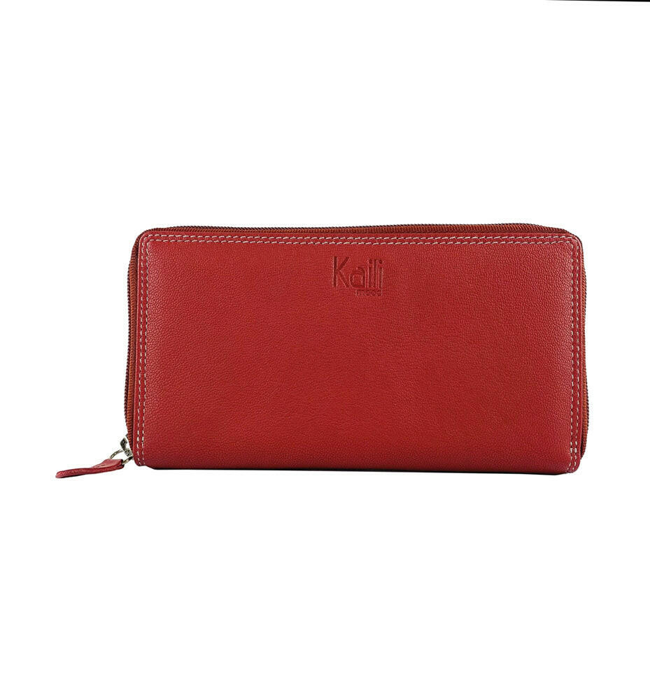 K10238VB | Women's Wallet with Zip Closure - Genuine Leather Col. Red-1