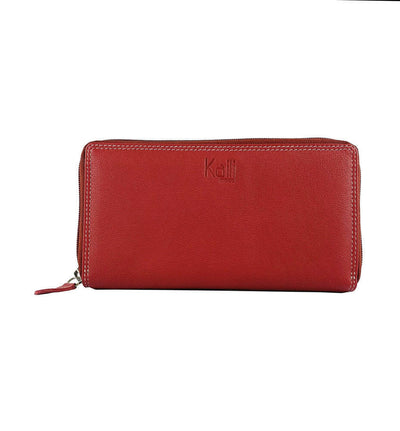 K10238VB | Women's Wallet with Zip Closure - Genuine Leather Col. Red-1