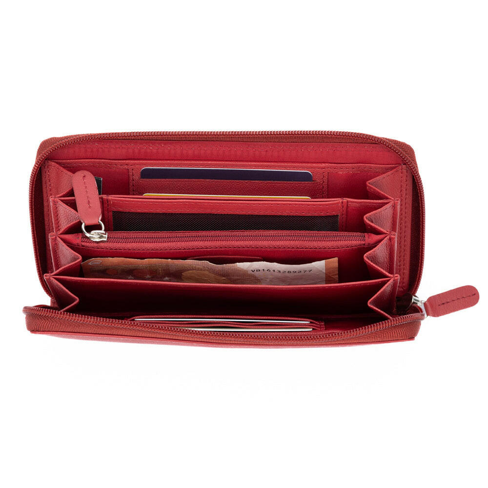 K10238VB | Women's Wallet with Zip Closure - Genuine Leather Col. Red-3