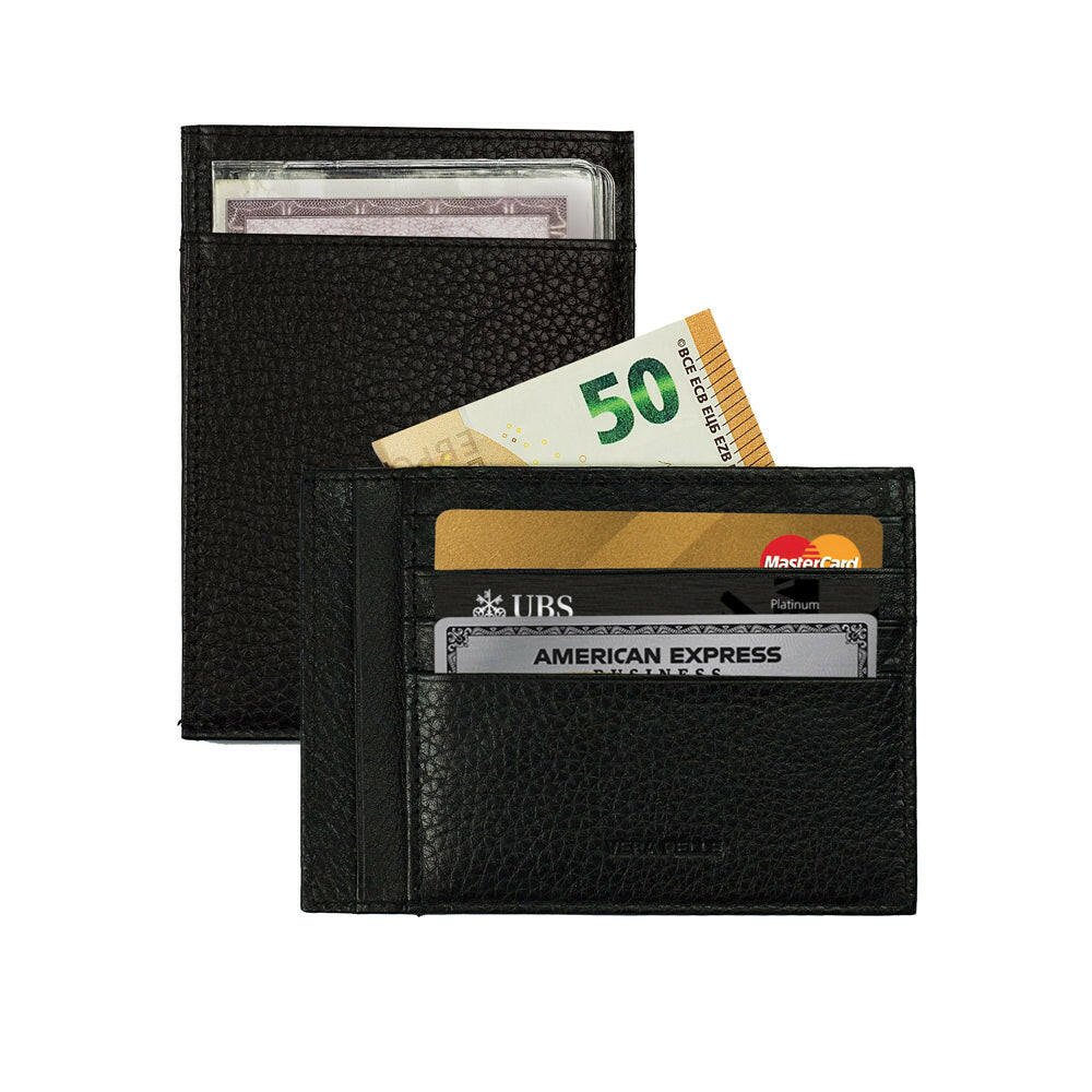 K10307AB | RFID Protection Document/Card Holder - Genuine Leather Col. Black-0