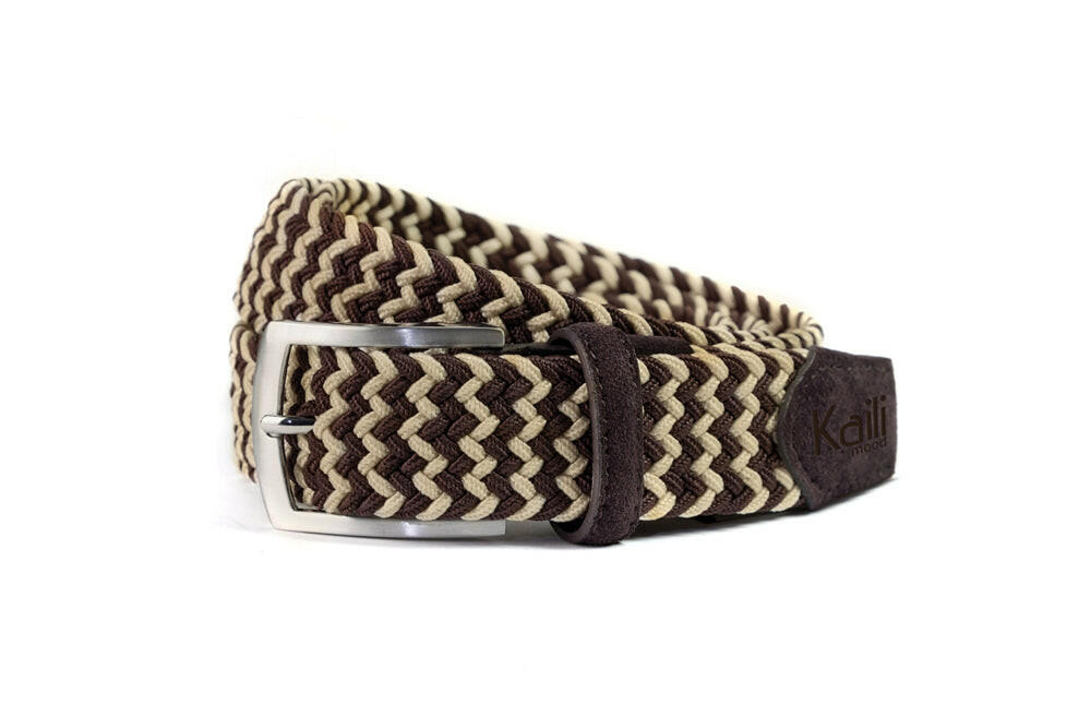 K4004HB | Two-tone Woven Belt - Col. Testa Moro/Rope-0