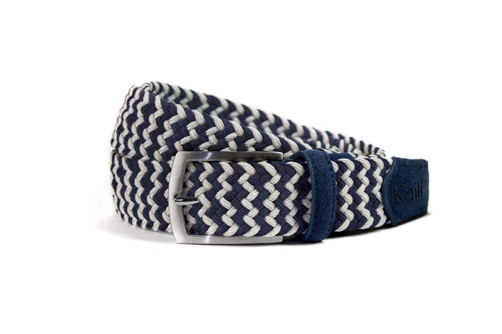 K4004JB | Woven Two-Tone Belt - Col. Blue/Ecru-0