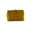 RB1001AR | Small bag in genuine leather Made in Italy with removable shoulder strap and shiny gold metal closure loop - Mustard color - Dimensions: 16.5 x 11 x 8 cm-3