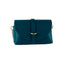 RB1001BZ | Small bag in genuine leather Made in Italy with removable shoulder strap and shiny gold metal closure loop - Teal color - Dimensions: 16.5 x 11 x 8 cm-3