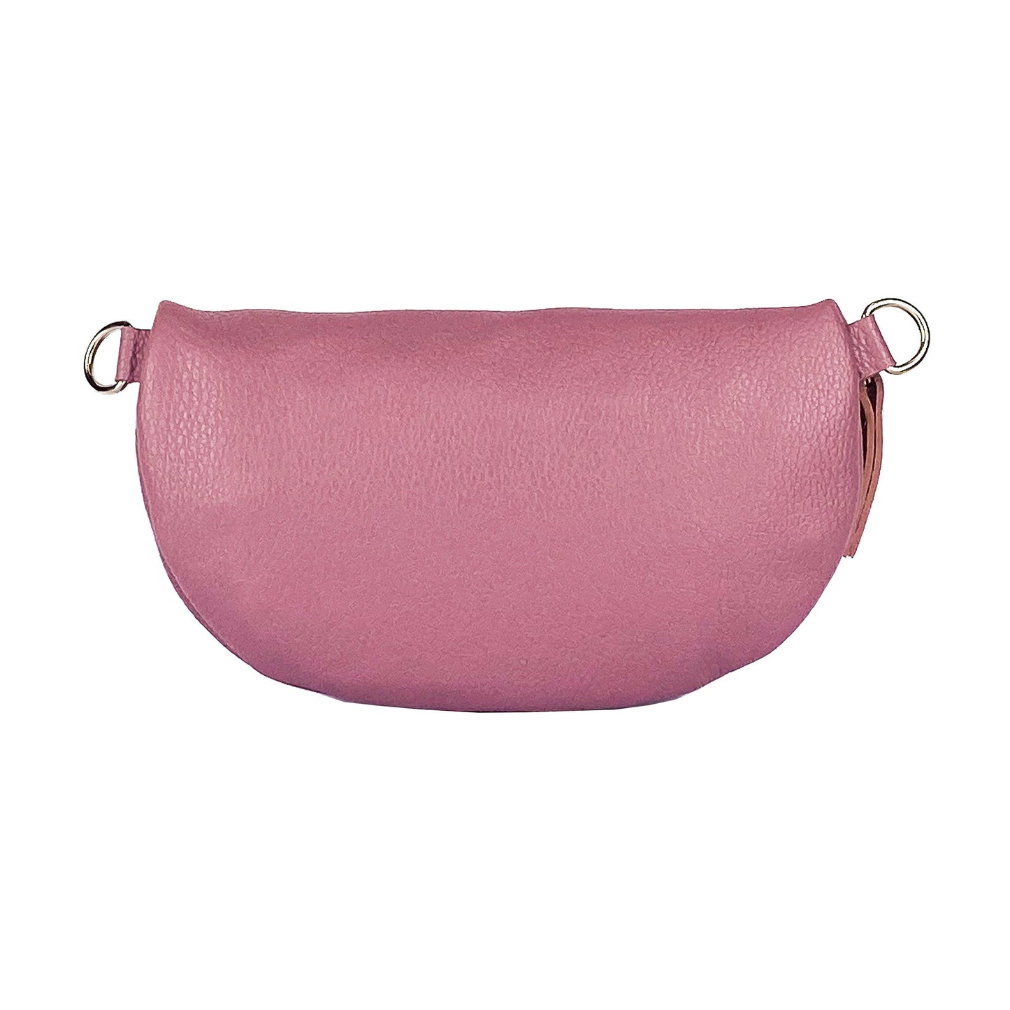 RB1015AZ | Waist bag with removable shoulder strap in Genuine Leather Made in Italy. Attachments with shiny nickel metal snap hooks - Antique pink color - Dimensions: 24 x 14 x 7-2