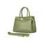 RB1016AG | Women's handbag in genuine leather Made in Italy with removable shoulder strap. Shiny Gold metal snap hooks - Olive Green color - Dimensions: 28 x 20 x 14 + 12.5 cm-0