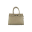 RB1016AQ | Women's handbag in genuine leather Made in Italy with removable shoulder strap. Attachments with shiny gold metal snap hooks - Taupe color - Dimensions: 28 x 20 x 14 + 12.5 cm-2