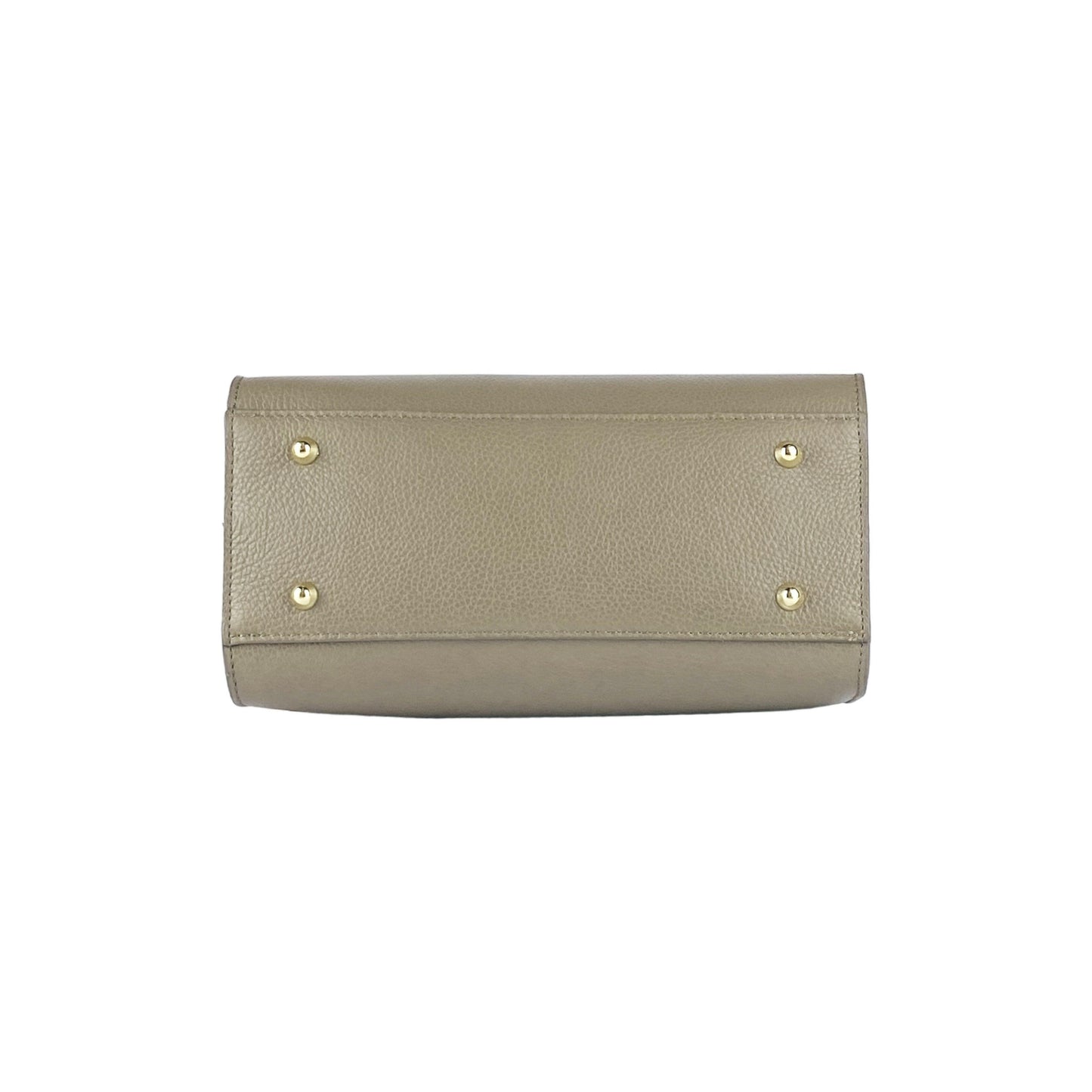 RB1016AQ | Women's handbag in genuine leather Made in Italy with removable shoulder strap. Attachments with shiny gold metal snap hooks - Taupe color - Dimensions: 28 x 20 x 14 + 12.5 cm-7