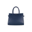 RB1016D | Women's handbag in genuine leather Made in Italy with removable shoulder strap. Attachments with shiny gold metal snap hooks - Blue color - Dimensions: 28 x 20 x 14 + 12.5 cm-3