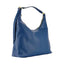 RB1017D | Soft women's shoulder bag in genuine leather Made in Italy with single handle and removable shoulder strap. Attachments with shiny gold metal snap hooks - Blue color - Dimensions: 36 x 40 x 13 cm-5