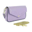 RB1023CI | Small Shoulder Bag with Removable Chain Shoulder Strap in Genuine Leather Made in Italy. Closing flap. Shiny Gold metal accessories - Lilac color - Dimensions: 22 x 12 x 3 cm-2