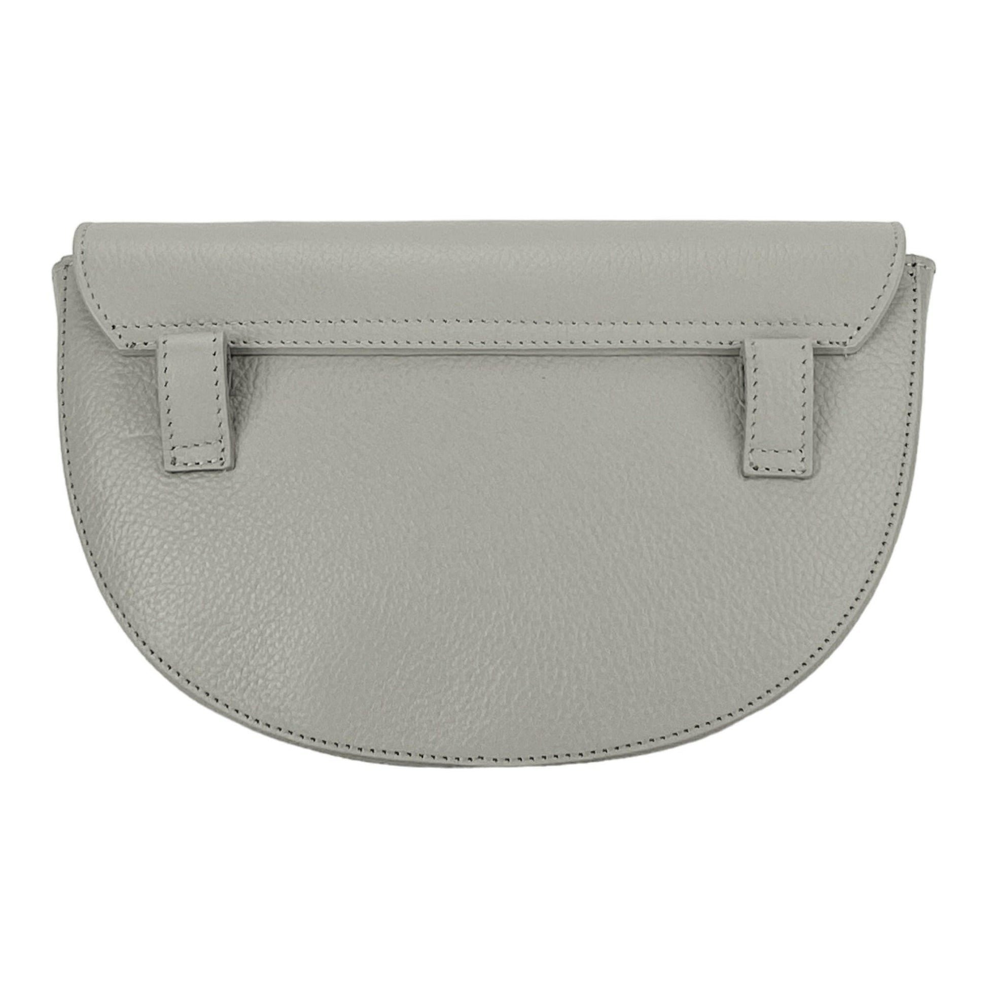 RB1027BO | Women's rounded crossbody bag in genuine leather Made in Italy. Removable and adjustable leather shoulder strap. Accessories Polished Nickel - Ice Color - Dimensions: 25 x 15 x 9 cm-5