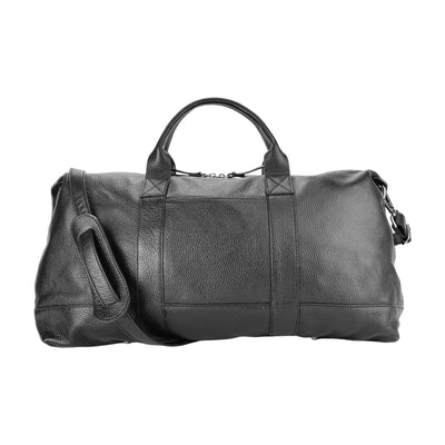 RB1029A | Made in Italy Genuine Leather Travel Bag with adjustable and removable shoulder strap. Zipper closure and accessories in shiny nickel metal - Black color - Dimensions: 57 x 26 x 24 cm-0