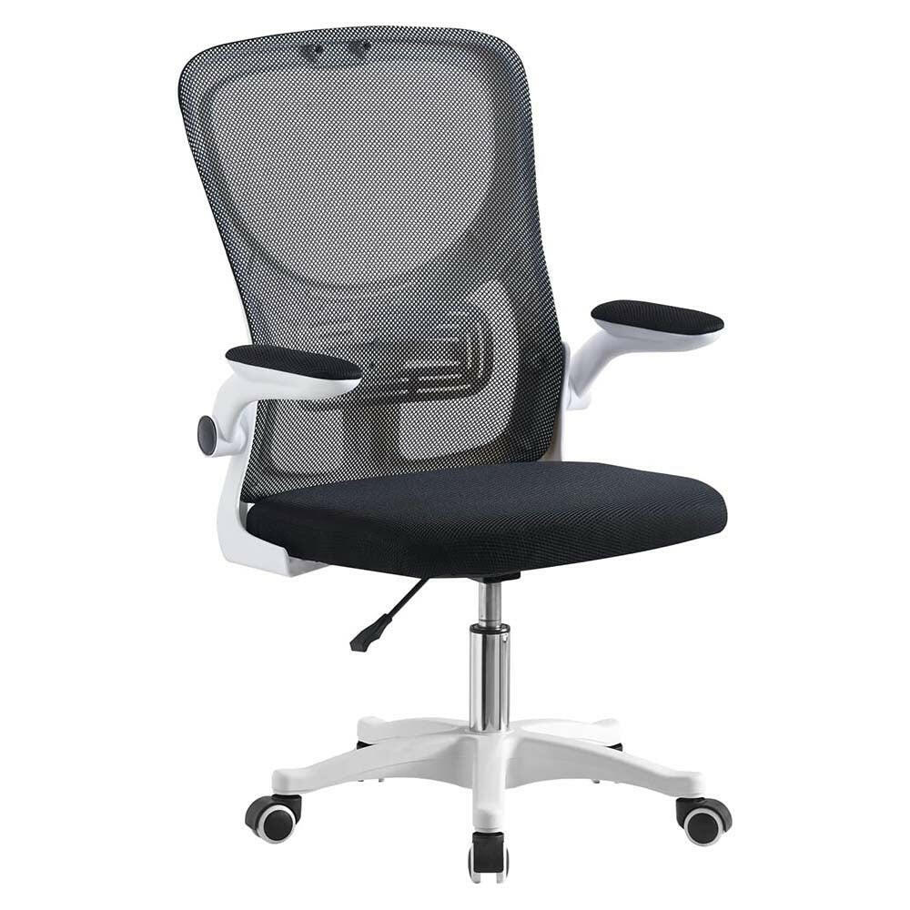 Scaun de birou ergonomic cu cotiera rabatabila, alb-0