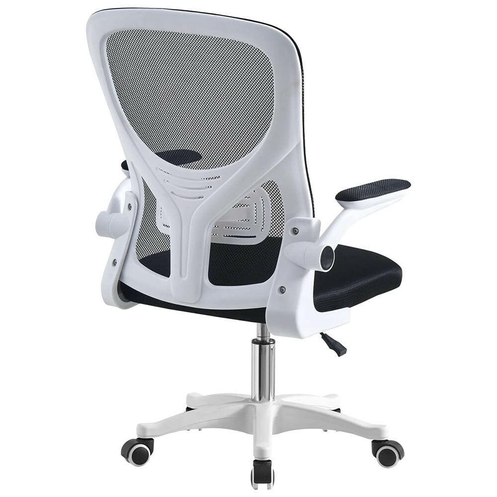 Scaun de birou ergonomic cu cotiera rabatabila, alb-2