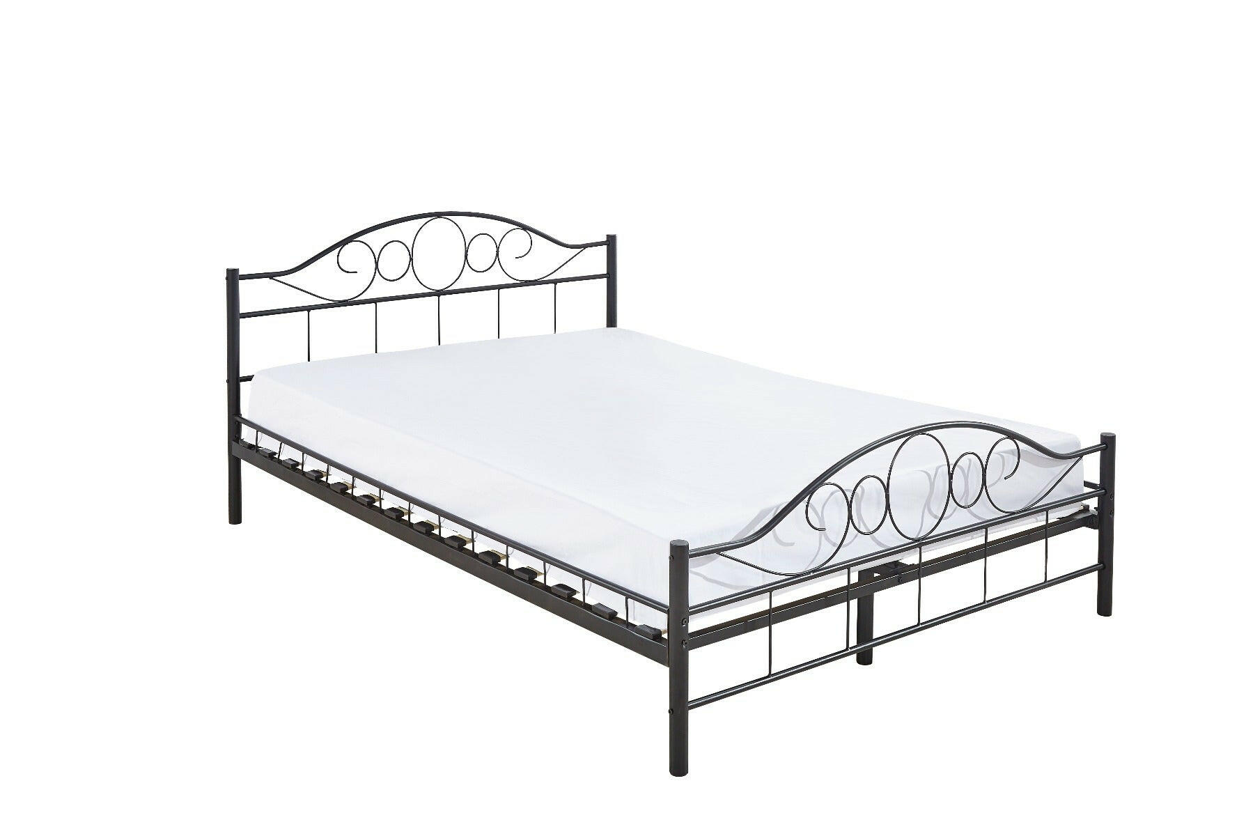Cadru pat metalic Mimi cu grilaj cadou, in mai multe dimensiuni si culori-negru-140x200cm-0