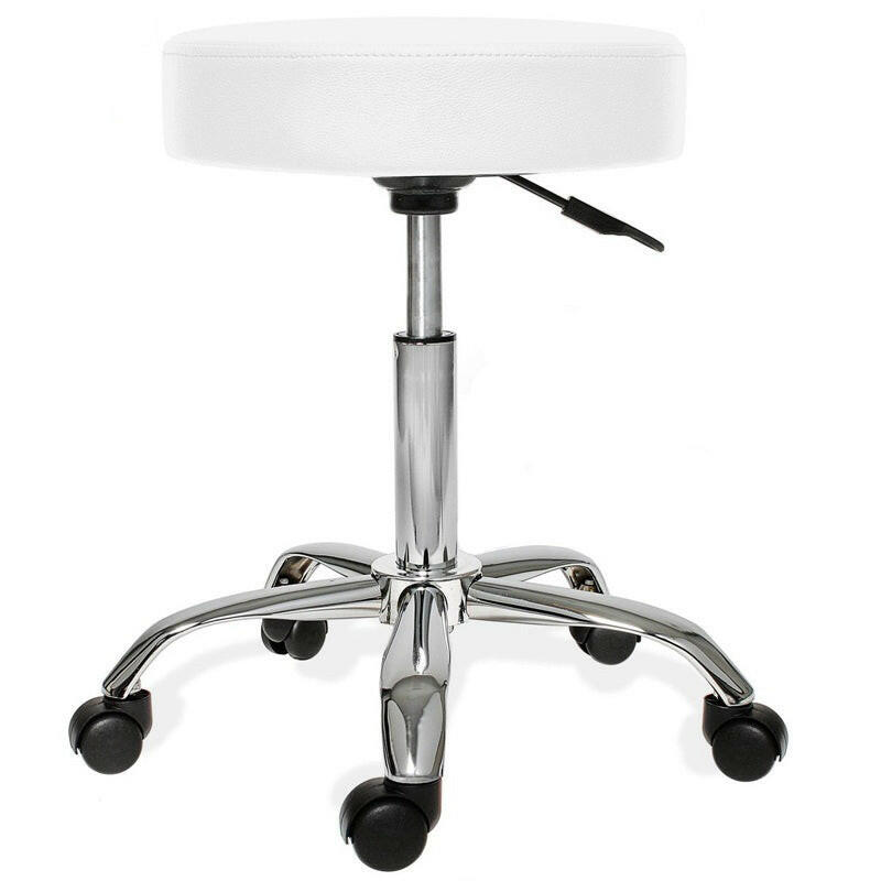 Scaun de cosmetica cu roti, inaltime reglabila-alb-0