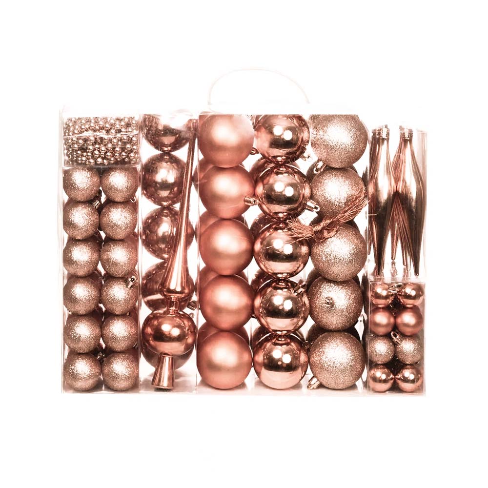 Set ornamente de brad, 112 piese, in mai multe culori-rosegold-0